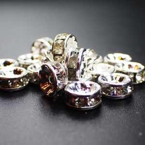 6mm Rhinestone Rondelle-Crystal (pkt of 20)